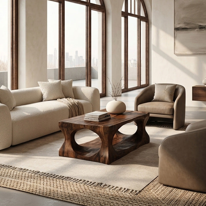 Organic Style Coffee Table Natural Wood For Living Room