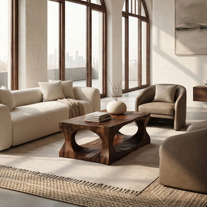 Organic Style Coffee Table Natural Wood For Living Room