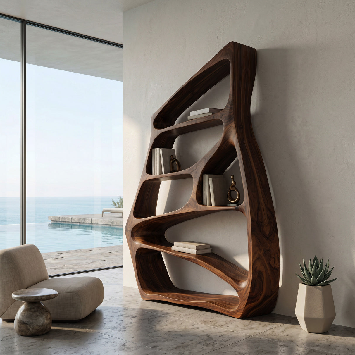 Modern Freeform Bookshelf For Living Room