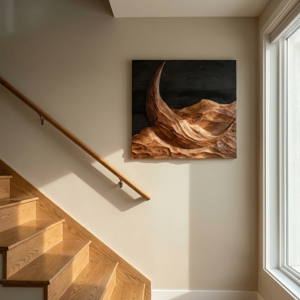 Modern Crescent Moon Wood Wall Art For Wall Decor