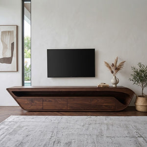 Modern Sculptural TV Console With Drawer For Living Room