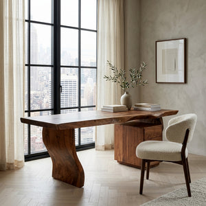Modern Curved Wooden Desk For Elegant Home Office