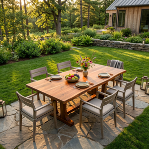 Modern Wooden Dining Table With Elegant Base For Kitchen