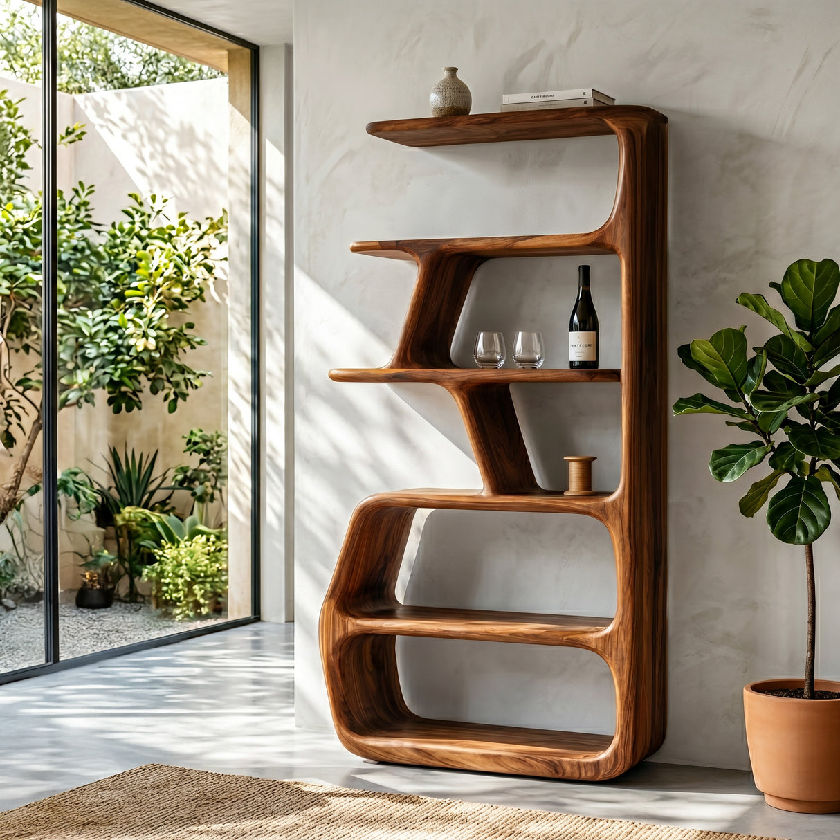 Rustic Wooden Standing Shelf For Apartment Storage