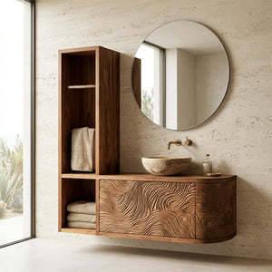 Organic Bathroom Vanity With L-shaped For Master Bathroom