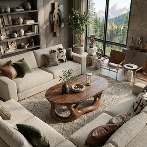Organic Coffee Table With Flowing Sculptural Base For Contemporary Home