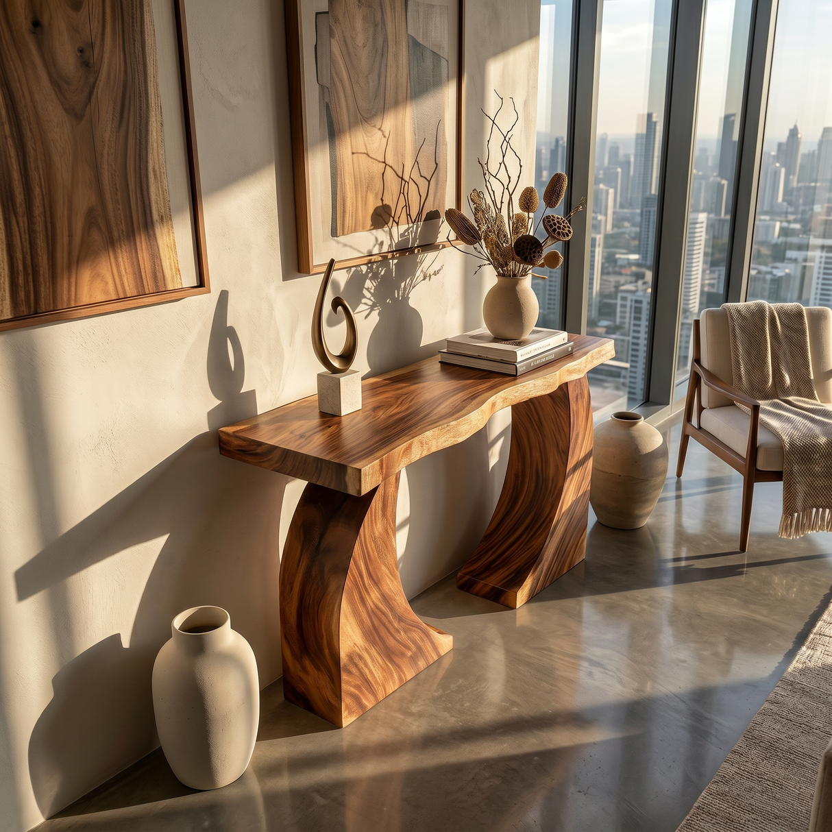 Handcrafted Wood Console Table For Coffee Bar Styling