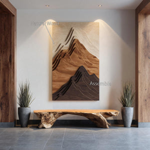 Contemporary Mountain Wall Sculpture For Entryway