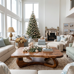 Rustic Wooden Live Edge Coffee Table For Holiday Home Furniture