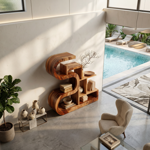 Luxury S-Shaped Wooden Storage Shelf For Contemporary Spaces