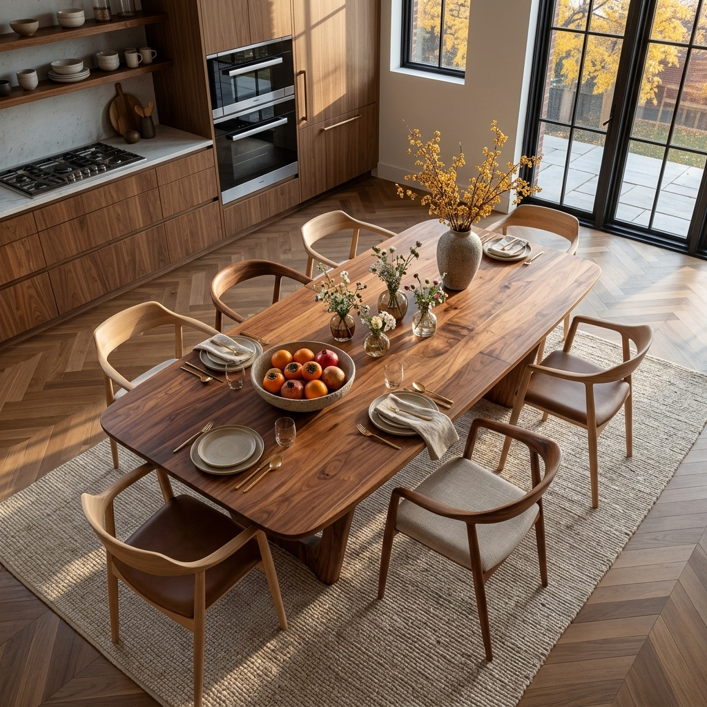 Mid Century Wooden Dining Table For Home