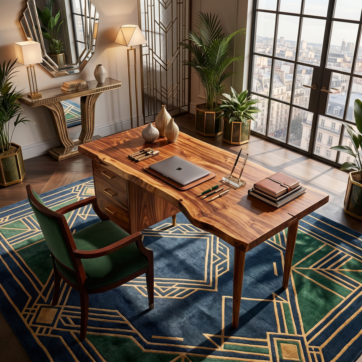 Luxury Office Desk With Open Shelf For High Rise Office