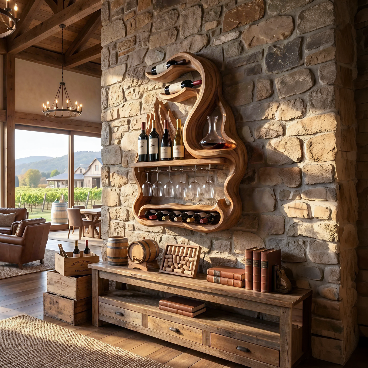 Mid Century Mountain Form Wine Holder For Dining Room