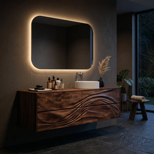 Modern Wave Carved Bathroom Vanity For Designer Bathroom