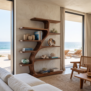 Organic Modern Bookshelf With Flowing Curves For Home Decor
