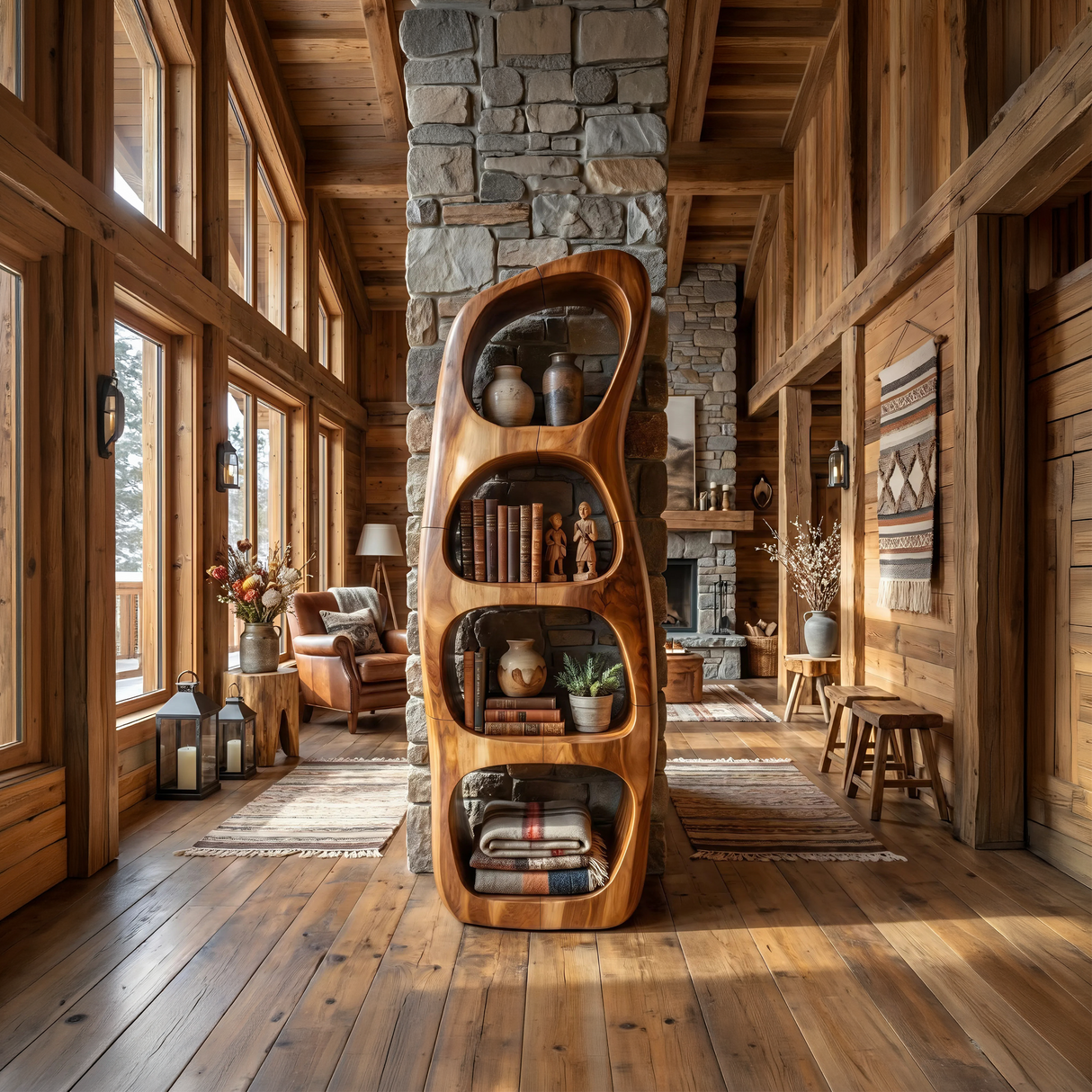 Farmhouse Artistic Bookcase Storage Organizer For Living Room