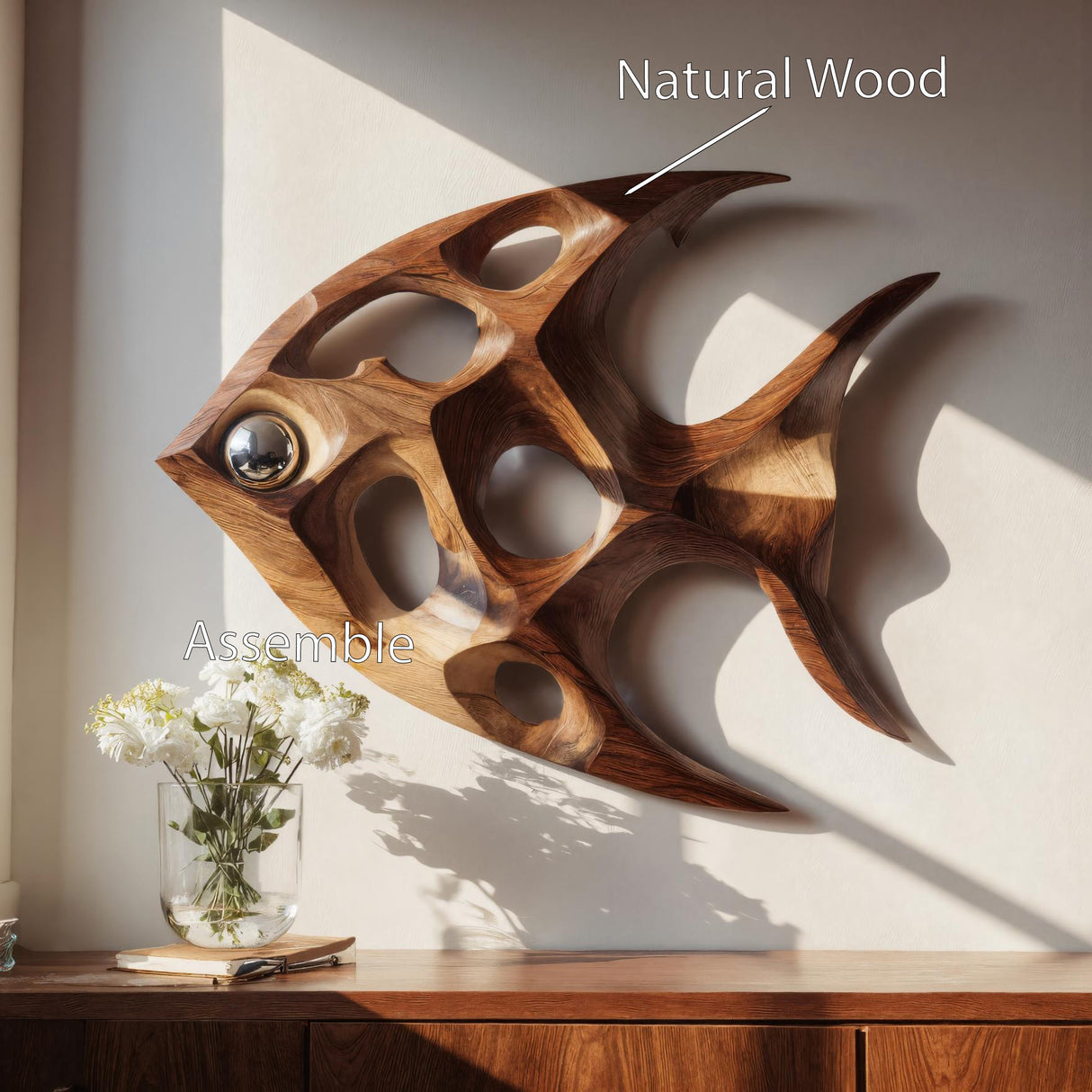Artistic Sculptural Wall Art Fish-Inspired For Living Room