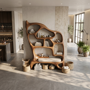 Mid Century Display Bookshelf For Open Living Area