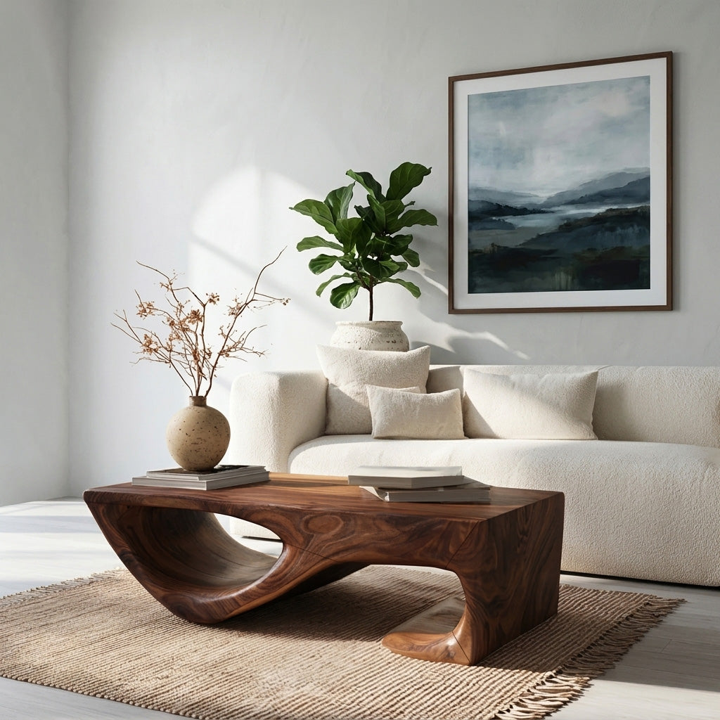 Minimal Curved Coffee Table For Living Room