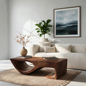 Minimal Curved Coffee Table For Living Room