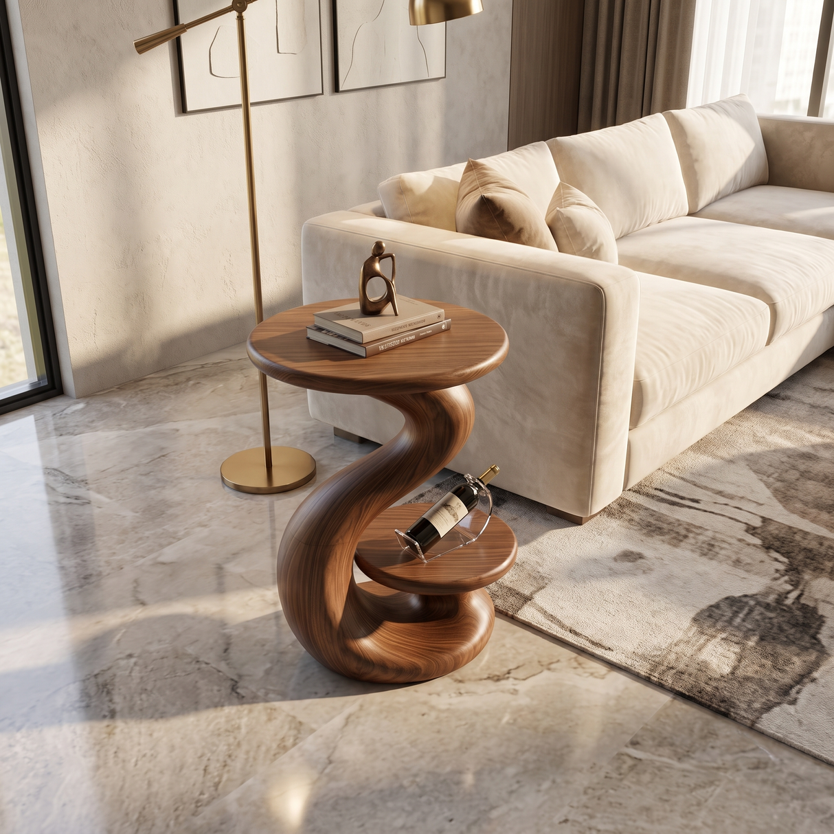 Organic Sculptural Side Table Luxury Garden Retreat