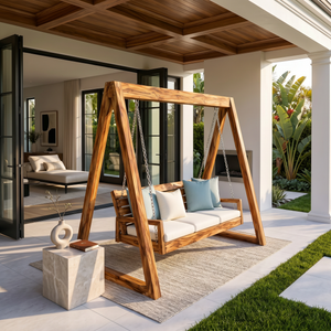 Tropical Wooden Garden Swing Backyard Lounge Seating