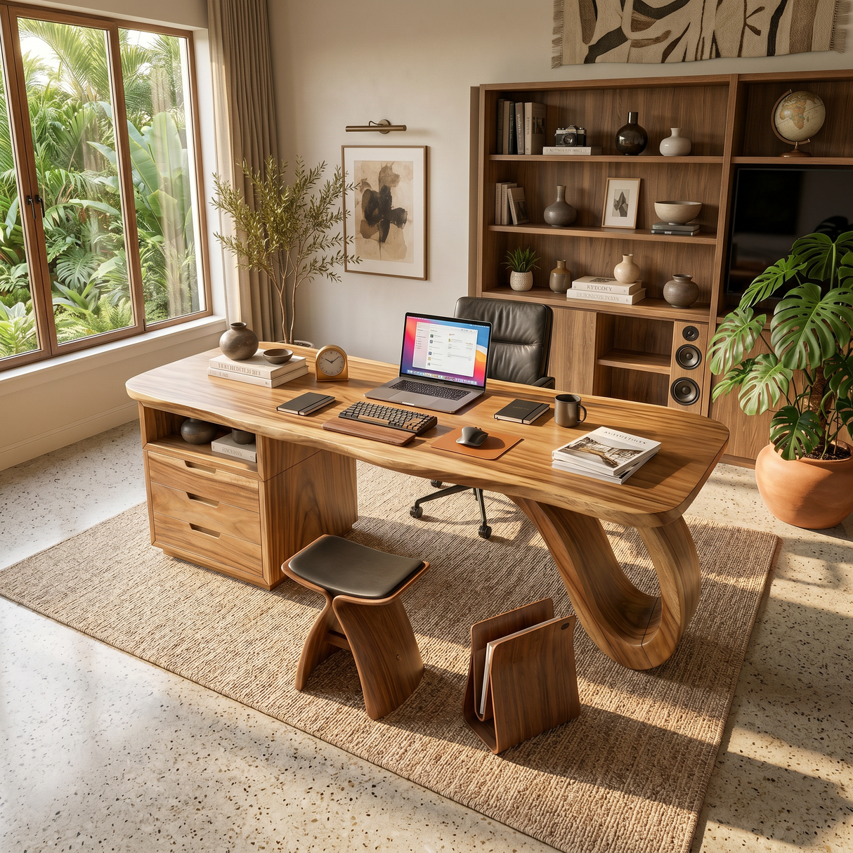 Organic Sculptural Executive Desk Luxury Workspace