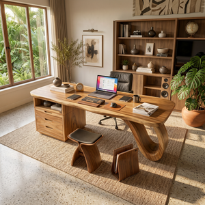 Organic Sculptural Executive Desk Luxury Workspace