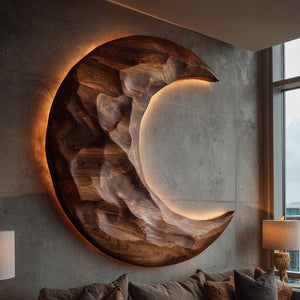 Organic Modern Crescent Wood Wall Art  For Living Room