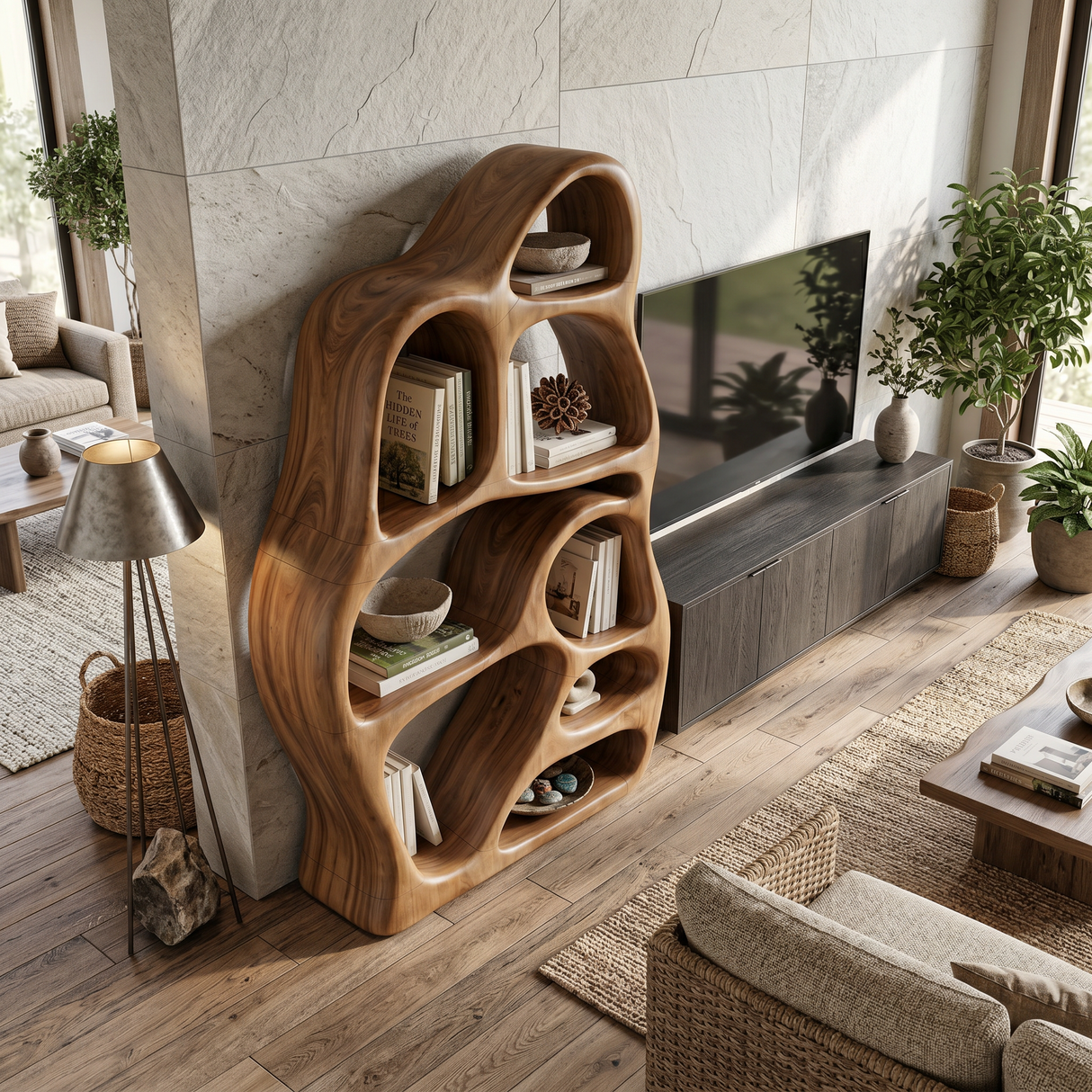 Minimalist Display Bookcase For Contemporary Lounge Area
