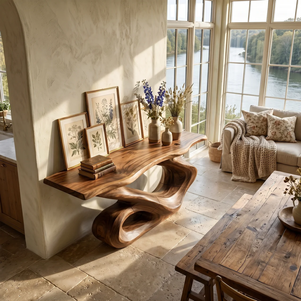 Rustic Live Edge Console Table Modern Residence