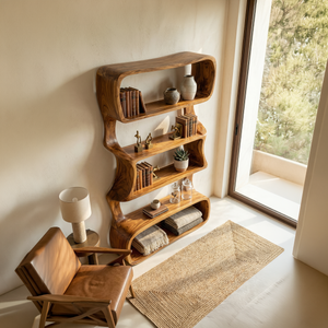 Organic Wooden Bookshelf For Home Storage Display