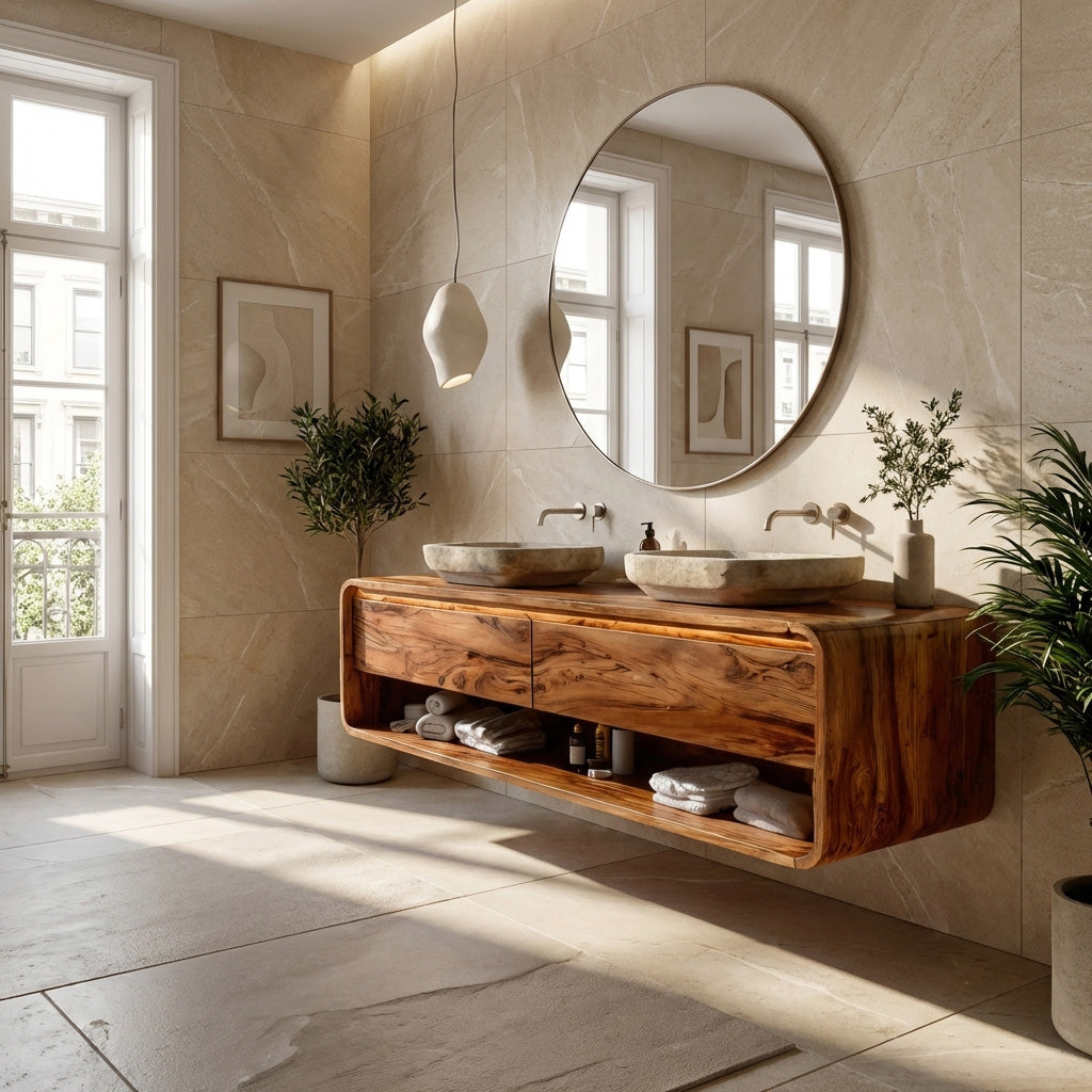 Minimalist Floating Wood Bathroom Vanity For Bathroom Areas