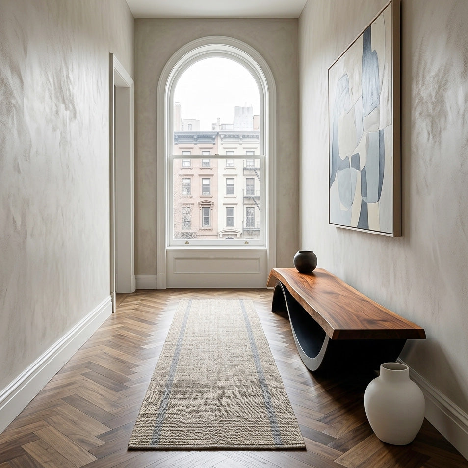 Handcrafted Wooden Bench With Unique Undulating Form For Living Room