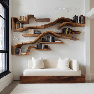 Organic Floating Bookshelf For Living Room Or Study