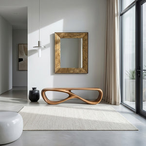 Minimalist Sculptural Wooden Bench For Entryway Decor