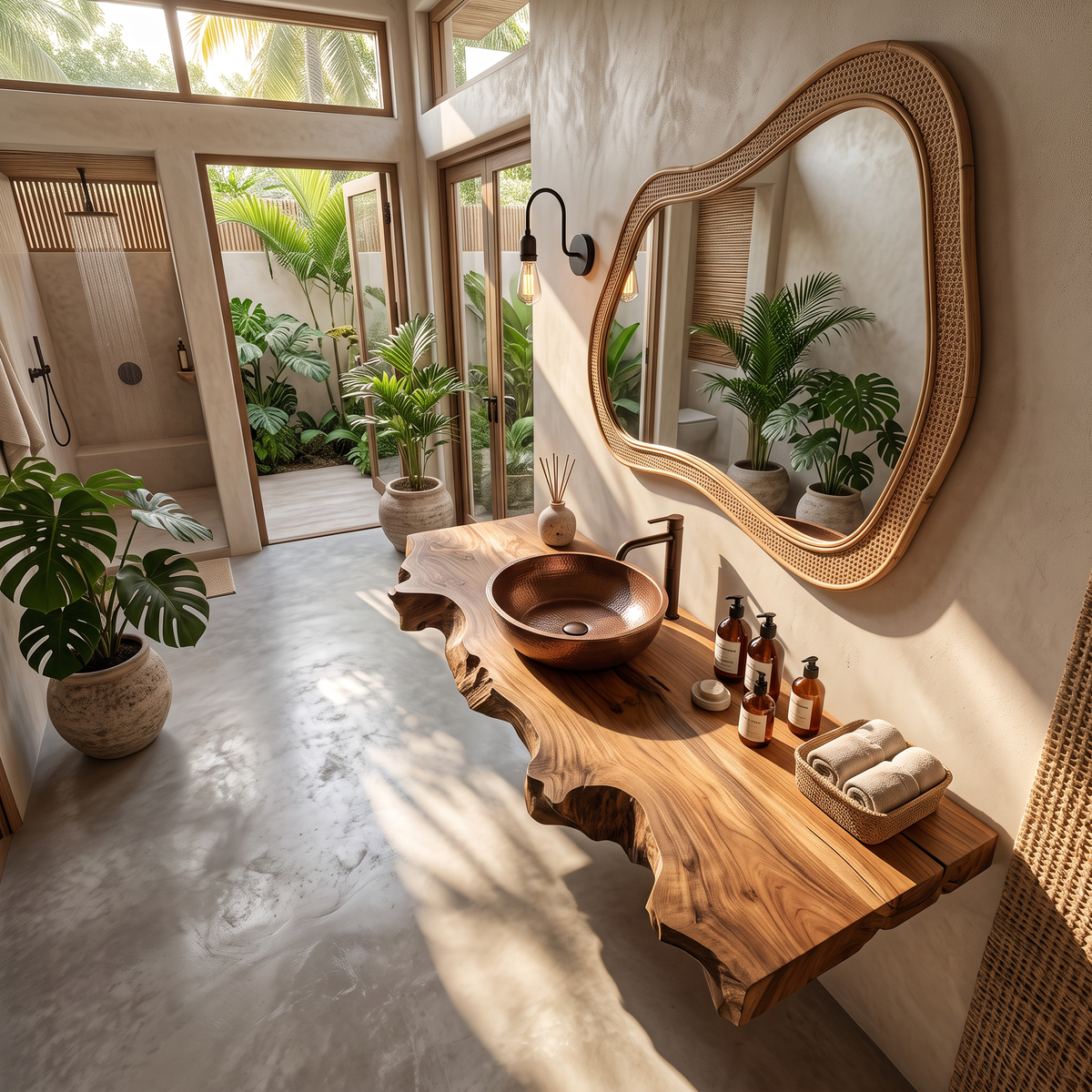 Mid Century Vanity In Solid Wood For Bathroom Decor