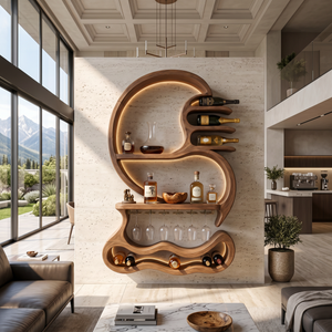 Rustic Wall Mounted Wine Display For Lounge Area