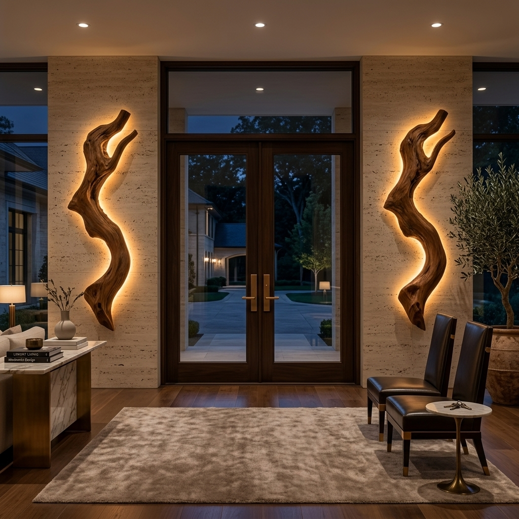 Rustic Natural Wood Wall Lamp For Living Room