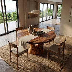 Farmhouse Round Wooden Dining Table For Dining Room