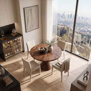 Modern Round Dining Table With Statement Spiral Pedestal For Home