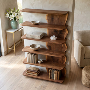 Scandinavian Natural Wood Standing Shelf For Corner Space