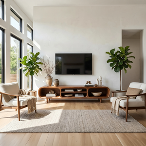 Minimalist Curved TV Stand For Apartment Space