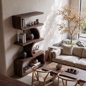 Organic Curved Wooden Bookshelf For Home Decor