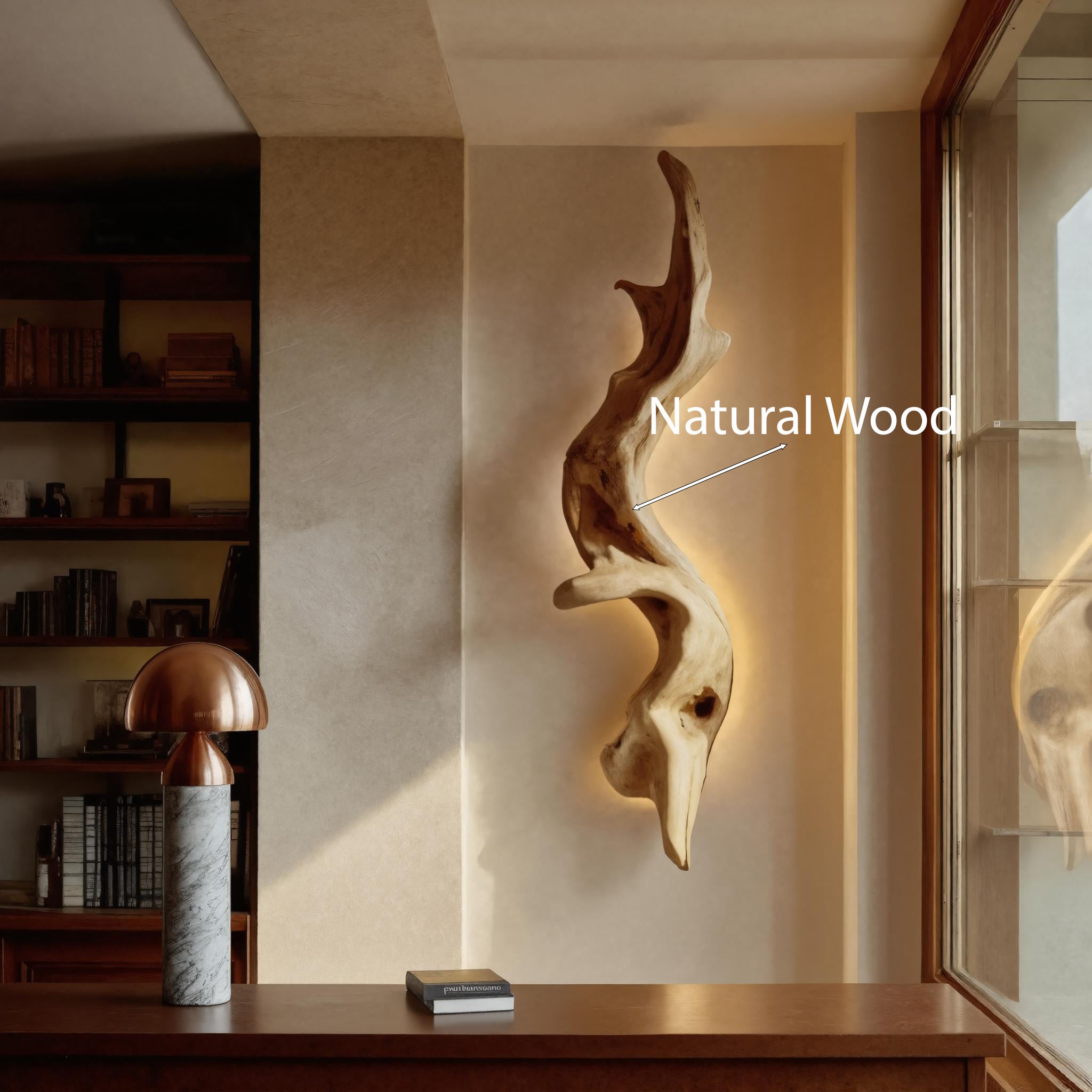 Rustic Organic Wall Lamp Sculpture For Living Room – ET Woodcrafts