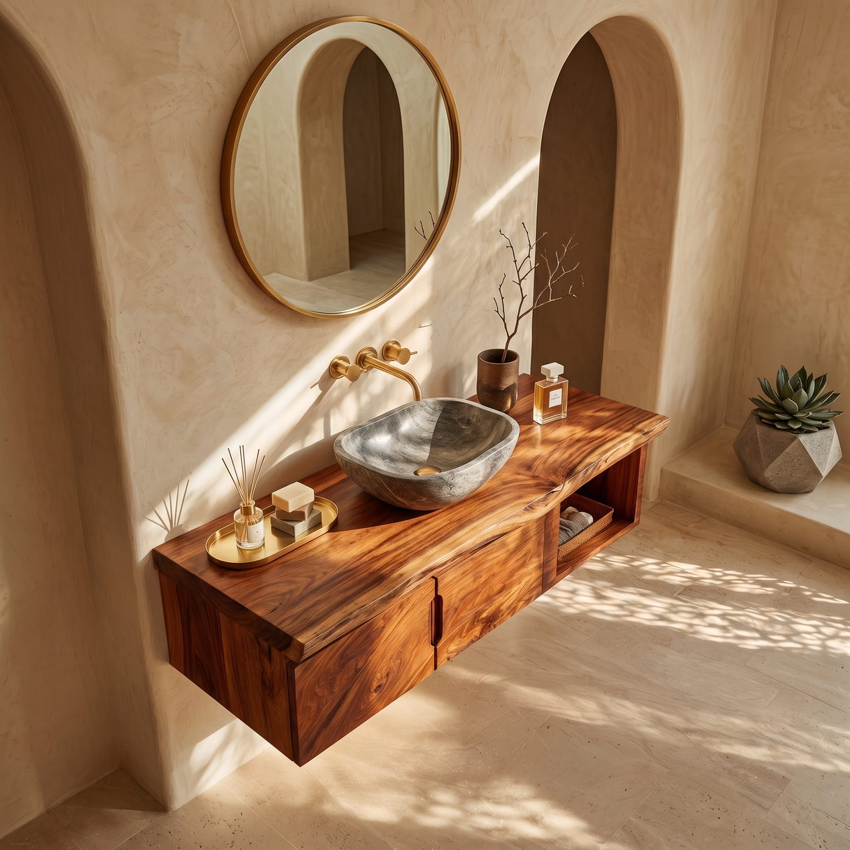 Organic Storage Bathroom Cabinet Modern Ensuite