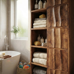Handcrafted Wooden Bathroom Storage Cabinet For Spa-Inspired Interior