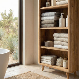 Handcrafted Wooden Open-system Bathroom Cabinet For Spa Decor