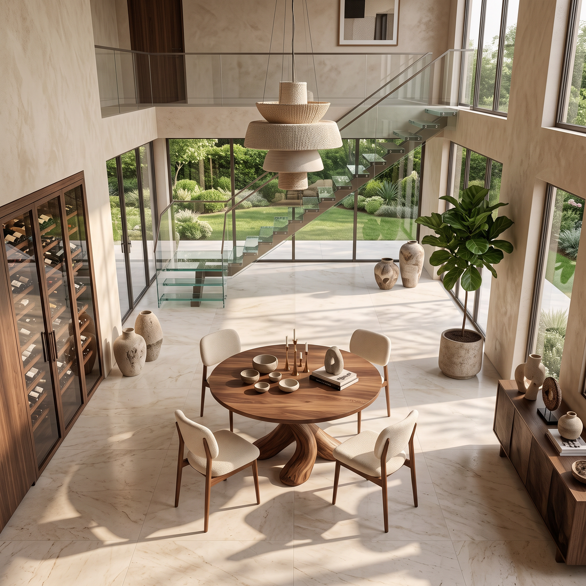Modern Round Dining Table With Unique Base For Open Dining Space