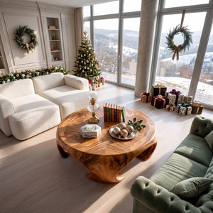 Farmhouse Wooden Coffee Table For Living Room Holiday Decoration